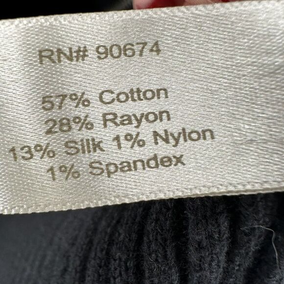 Boston Proper Cardigan Sweater Black Rhinestone Size M Silk Blend Double Zip Top - Picture 10 of 10